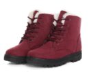 Fur lining lace-up snow boots suede non-slip winter boots for women warm short boots combat boots