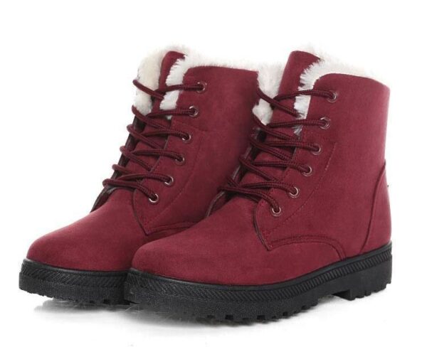 Fur lining lace-up snow boots suede non-slip winter boots for women warm short boots combat boots - Image 17