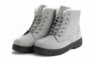 Fur lining lace-up snow boots suede non-slip winter boots for women warm short boots combat boots