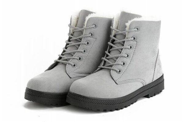 Fur lining lace-up snow boots suede non-slip winter boots for women warm short boots combat boots - Image 13