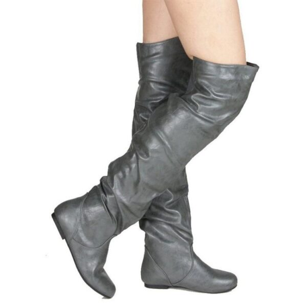 Women flat heel solid color over the knee slouch boots - Image 5