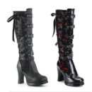 Black Gothic heeled boots sexy buckle boots punk tall boots heeled motorcycle boots
