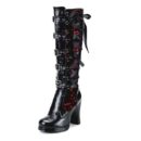Black Gothic heeled boots sexy buckle boots punk tall boots heeled motorcycle boots