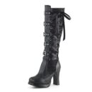 Black Gothic heeled boots sexy buckle boots punk tall boots heeled motorcycle boots
