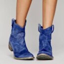 Retro pointed toe ankle boots suede low block heel boots
