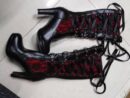 Black Gothic heeled boots sexy buckle boots punk tall boots heeled motorcycle boots
