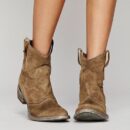 Retro pointed toe ankle boots suede low block heel boots