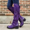 Women's over the knee western boots chunky low heel zipper retro boots