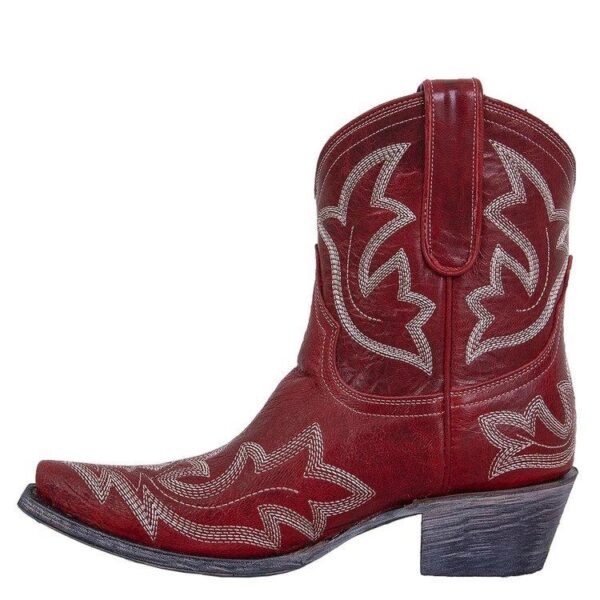 Womens' floral embroidered cowboy boots short pointed toe cowgirl boots - Image 4