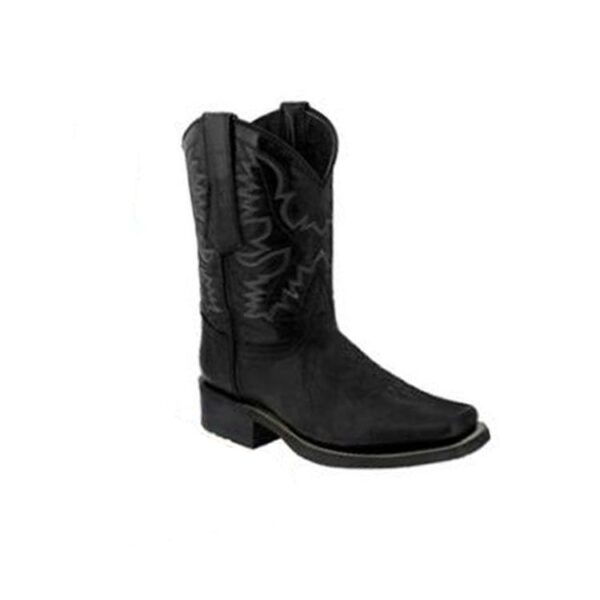 Women's vintage mid calf cowboy boots square toe floral pattern western boots - Image 2