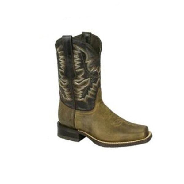Women's vintage mid calf cowboy boots square toe floral pattern western boots - Image 3