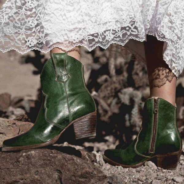 Women's short cowboy boots pointed toe ankle western boots - Image 2