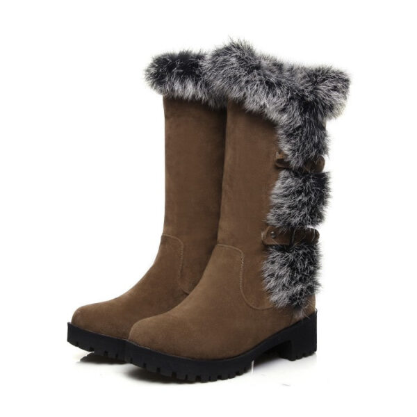 Fuzzy trim fur lined mid calf snow boots - Image 6