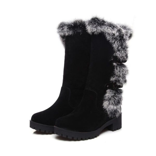 Fuzzy trim fur lined mid calf snow boots - Image 17