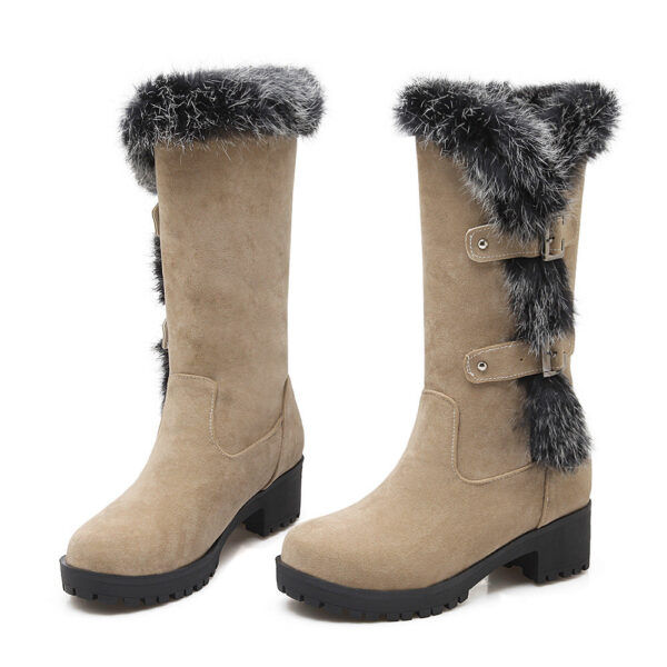 Fuzzy trim fur lined mid calf snow boots - Image 12