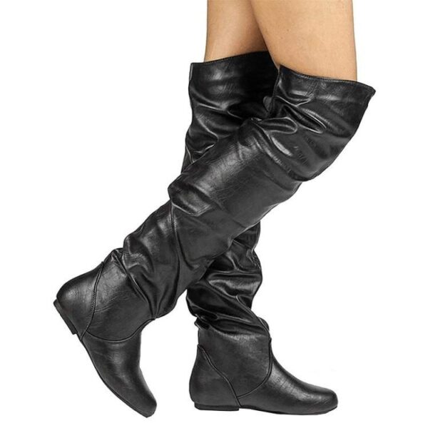 Women flat heel solid color over the knee slouch boots - Image 2