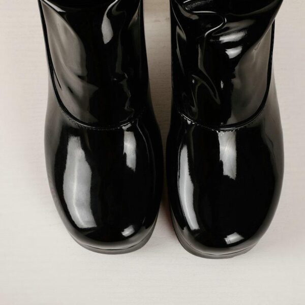 Women chunky heel platform solid color over the knee high boots - Image 6