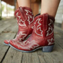 Womens' floral embroidered cowboy boots short pointed toe cowgirl boots