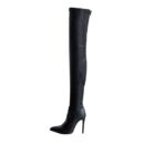 Women's heeled skinny elastic thigh high pointed toe boots sexy tall boots