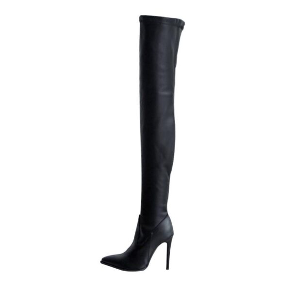 Women's heeled skinny elastic thigh high pointed toe boots sexy tall boots - Image 3