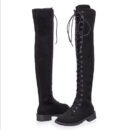 Over the knee lace-up boots fashion low heel thigh high boots with zipper