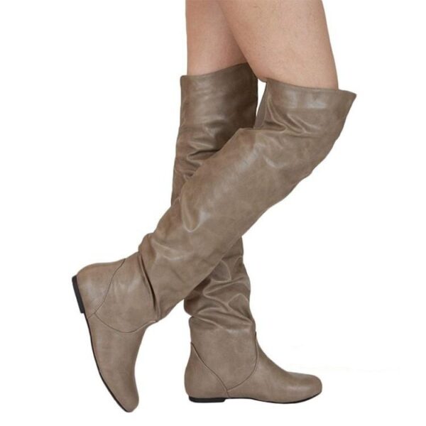 Women flat heel solid color over the knee slouch boots - Image 3