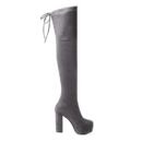 Women's suede stretch platform high heeled thigh high boots sexy tall boots for winter