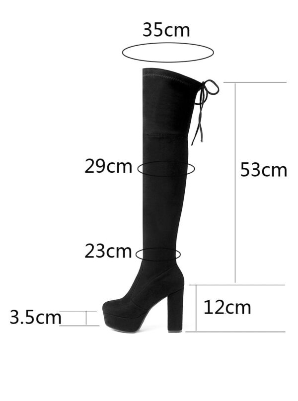 Women's suede stretch platform high heeled thigh high boots sexy tall boots for winter - Image 4
