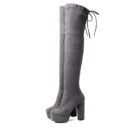 Women's suede stretch platform high heeled thigh high boots sexy tall boots for winter