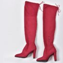 Over the knee heeled boots elastic suede long boots thigh high boots