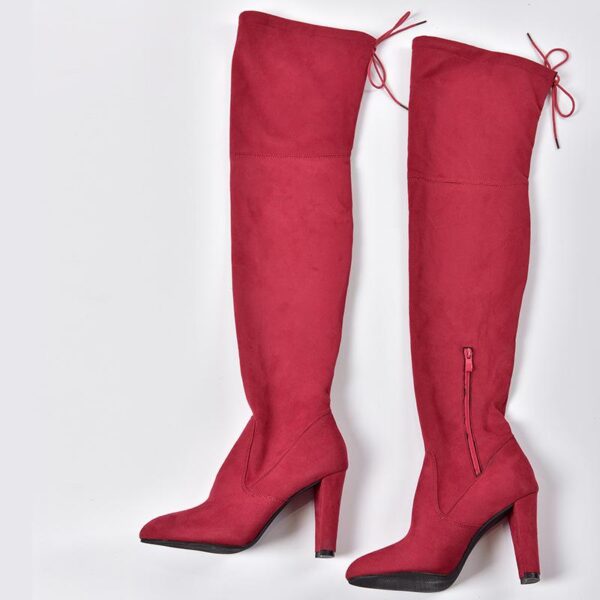 Over the knee heeled boots elastic suede long boots thigh high boots - Image 19
