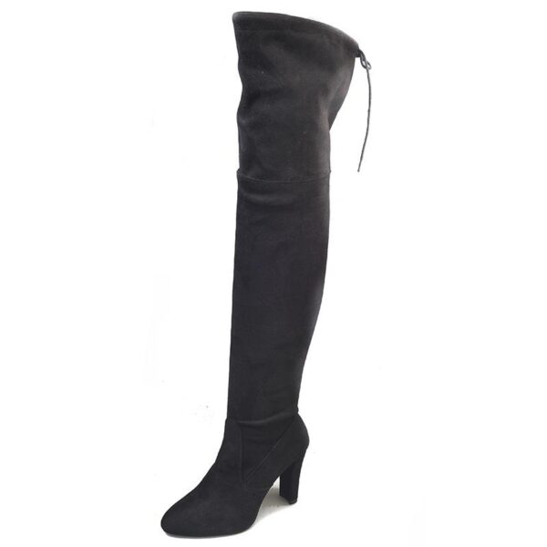 Over the knee heeled boots elastic suede long boots thigh high boots - Image 13