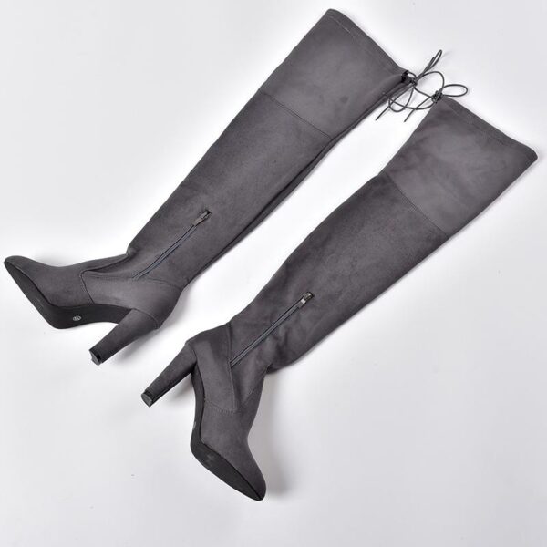 Over the knee heeled boots elastic suede long boots thigh high boots - Image 27