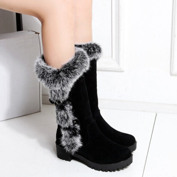 Fuzzy trim fur lined mid calf snow boots - Image 19