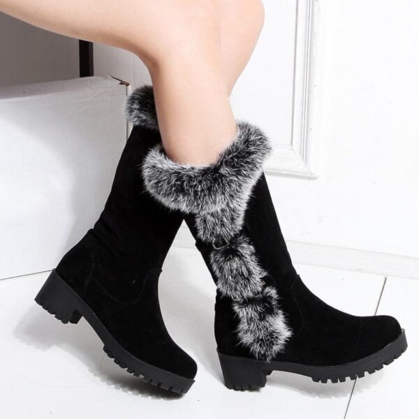 Fuzzy trim fur lined mid calf snow boots - Image 16