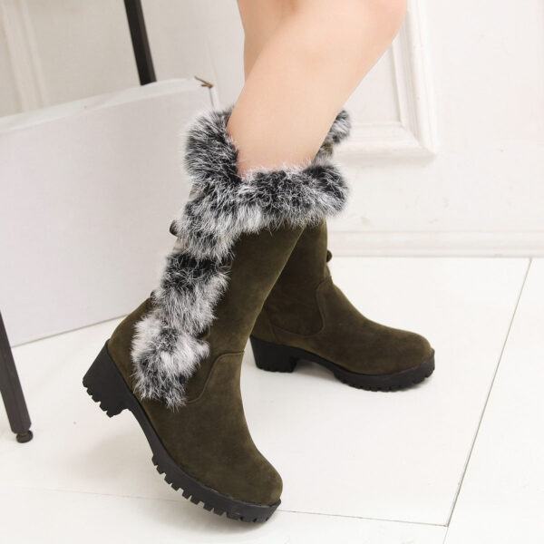 Fuzzy trim fur lined mid calf snow boots - Image 21