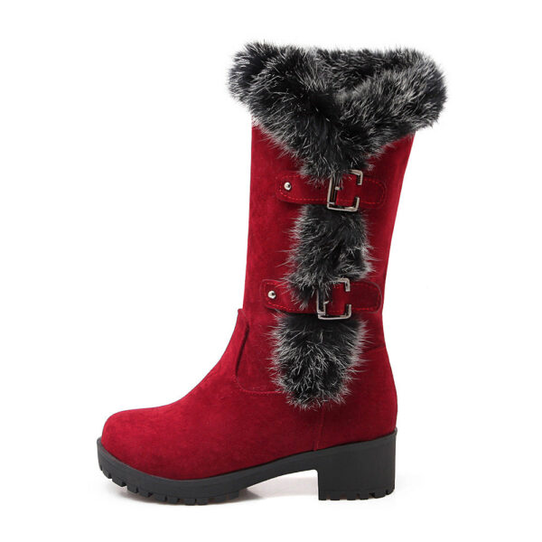 Fuzzy trim fur lined mid calf snow boots - Image 4