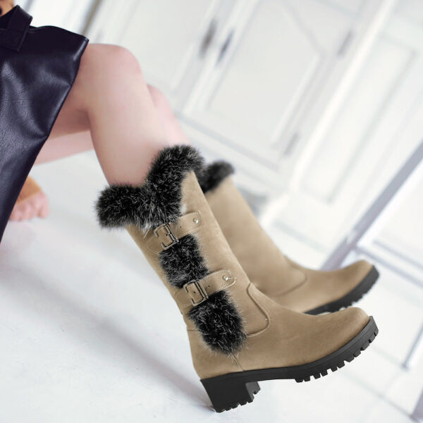 Fuzzy trim fur lined mid calf snow boots - Image 15