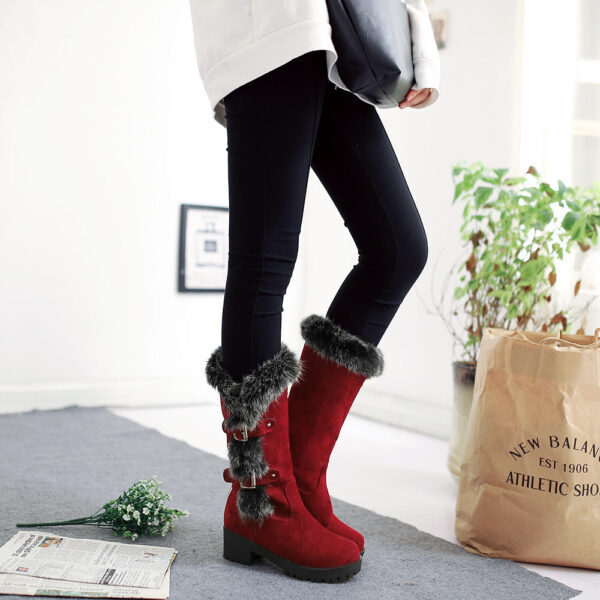 Fuzzy trim fur lined mid calf snow boots - Image 2