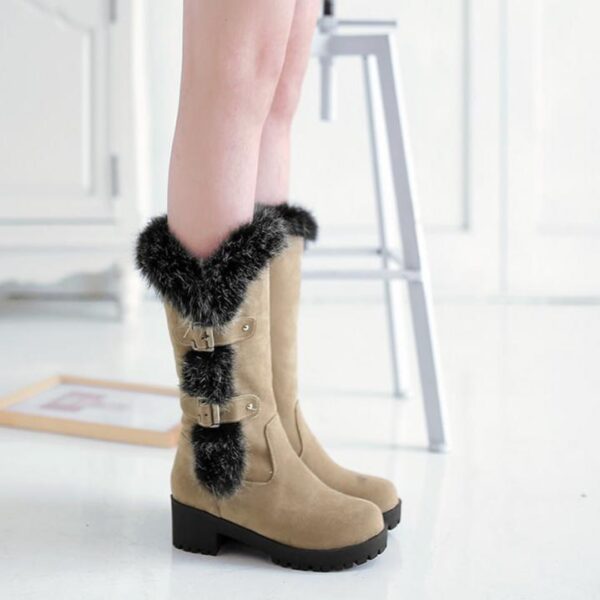 Fuzzy trim fur lined mid calf snow boots - Image 13