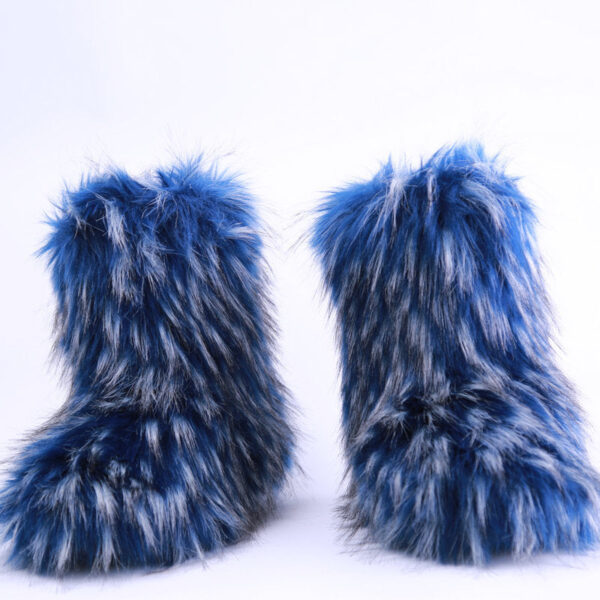 Faux fur lined fuzzy ankle snow boots outdoor & indoor - Image 3
