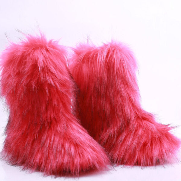 Faux fur lined fuzzy ankle snow boots outdoor & indoor - Image 4