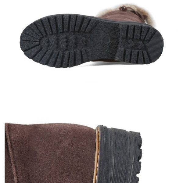 Faux suede plush lined over the knee boots with fuzzy trim - Image 6