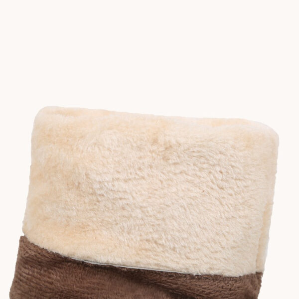 Faux suede plush lined over the knee boots with fuzzy trim - Image 9