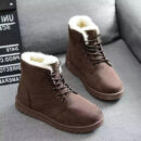 Fur lining lace-up snow boots warm ankle snow boots for women winter warm short boots