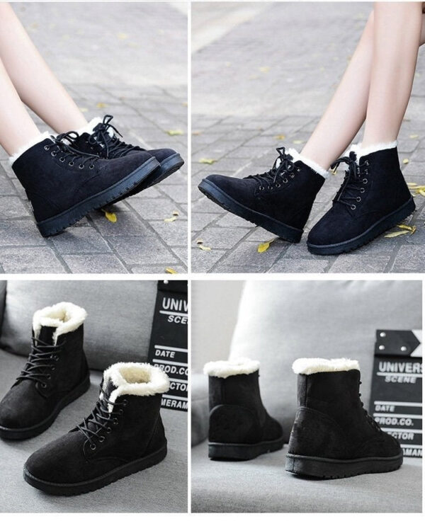 Fur lining lace-up snow boots warm ankle snow boots for women winter warm short boots - Image 13