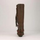 Women's knee high fringe boots low heel biker boots with tassels