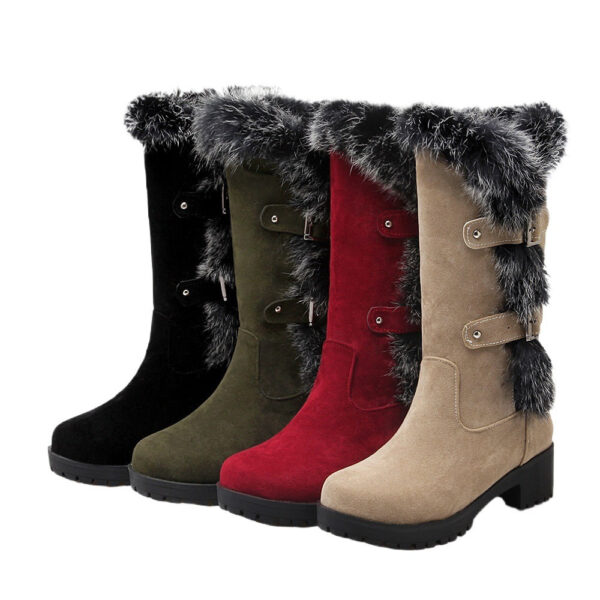 Fuzzy trim fur lined mid calf snow boots - Image 5
