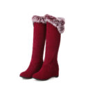 Winter warm plush lining over the knee boots pull on