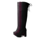Women's suede stretch platform high heeled thigh high boots sexy tall boots for winter